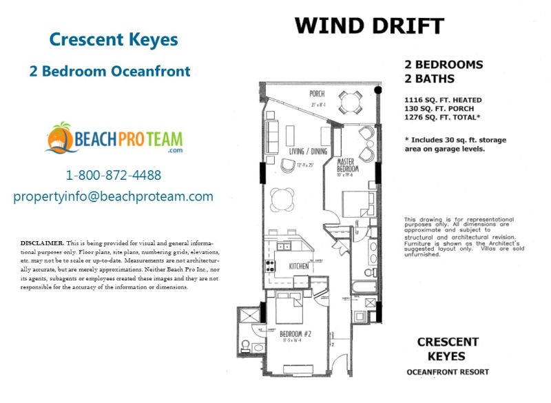 Crescent Keyes Wind Drift Floor Plan - 2 Bedroom Oceanfront